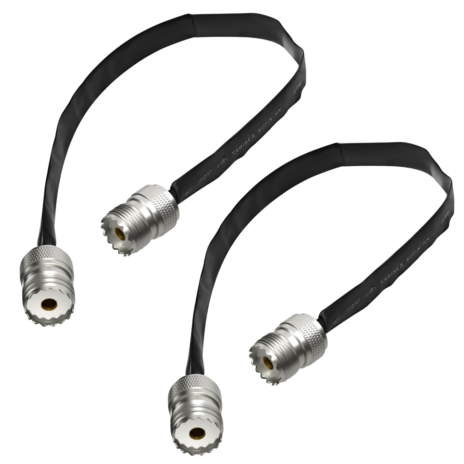 Kokorasa 2 Pack Coax Window Pass Through Flat Coaxial Cable SO239 UHF Female to UHF Female 50Ohm 1.3ft /40CM Pigtail Extension Cord