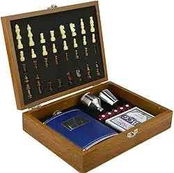 Cantil De Bolso Porta Bebida Whisky Baralho Xadrez Luxo CBRN09053