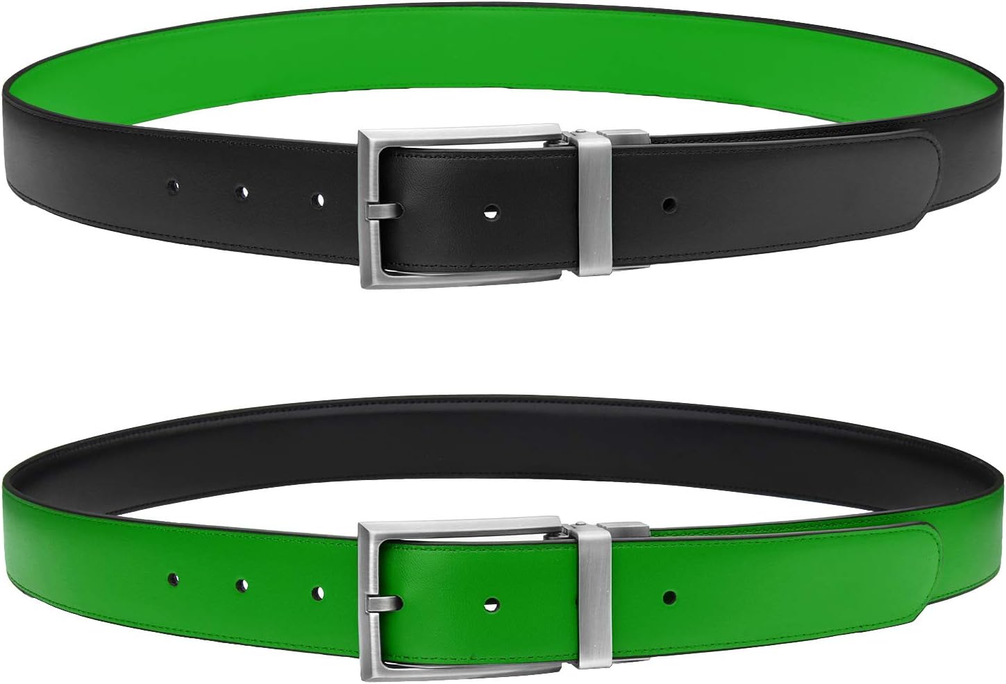 Falari Men's Reversible Dress Belt Genuine Leather (1 Belt 2 Colors) - Image 3