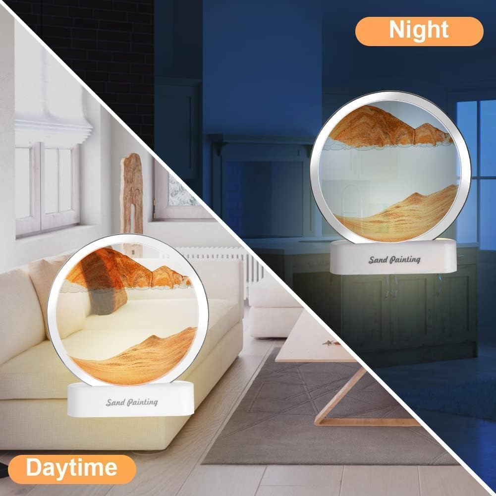 KANVIPRIYA Moving Sand Art Picture Glass Liquid Painting 3D Natural Landscape showpieces for Home Decor Antique Gifts for Kids Office Desktop Decoration 2