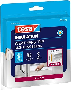 tesa INSULATION S Sealing Tape - 6 m x 9 mm x 4 mm - White