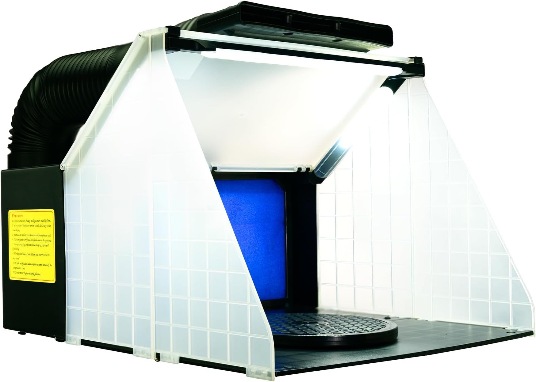 NEW Black Model - Portable airbrush spray booth & extractor E420 DCLK Extraction Hose & LED LIGHTS