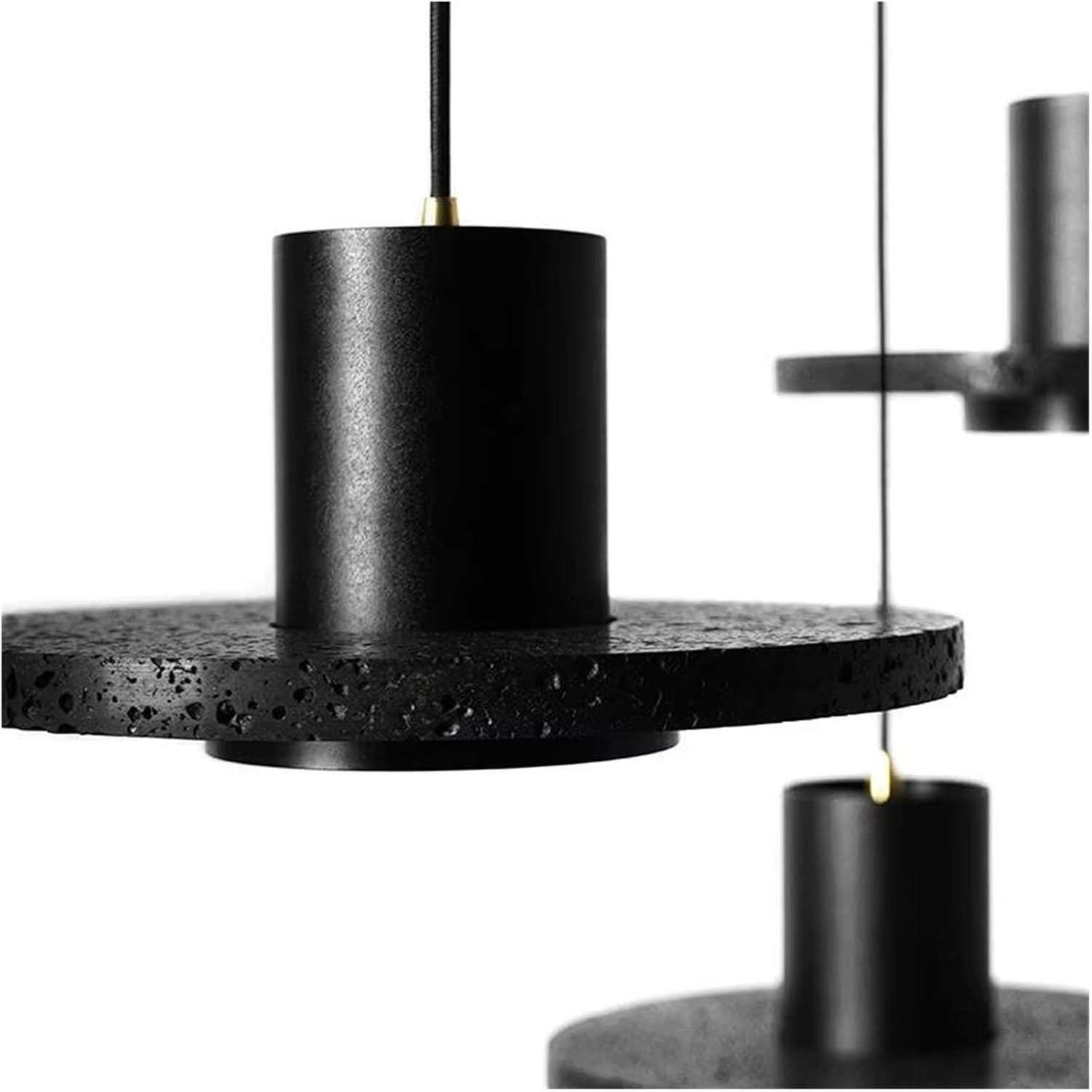 Modern Black Hole Stone LED Chlier - Slish Warm White nt Light for Foyer, Balcony, Restaurant & Bedroom - 18cm Detive Lighting Fixture