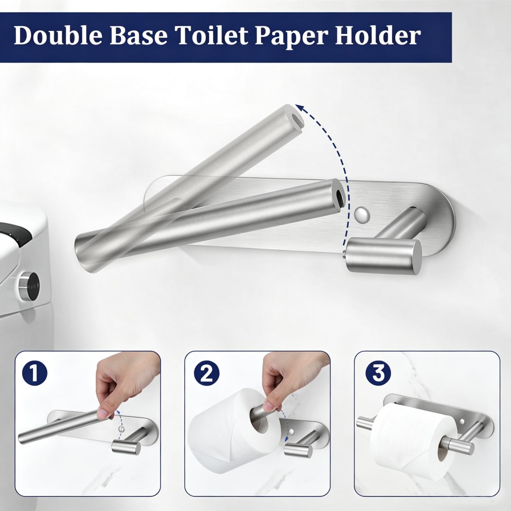 Lairuier Brushed Nickel Toilet Paper Holder, Adhesive & Screw Wall Mount — Amazon image 4