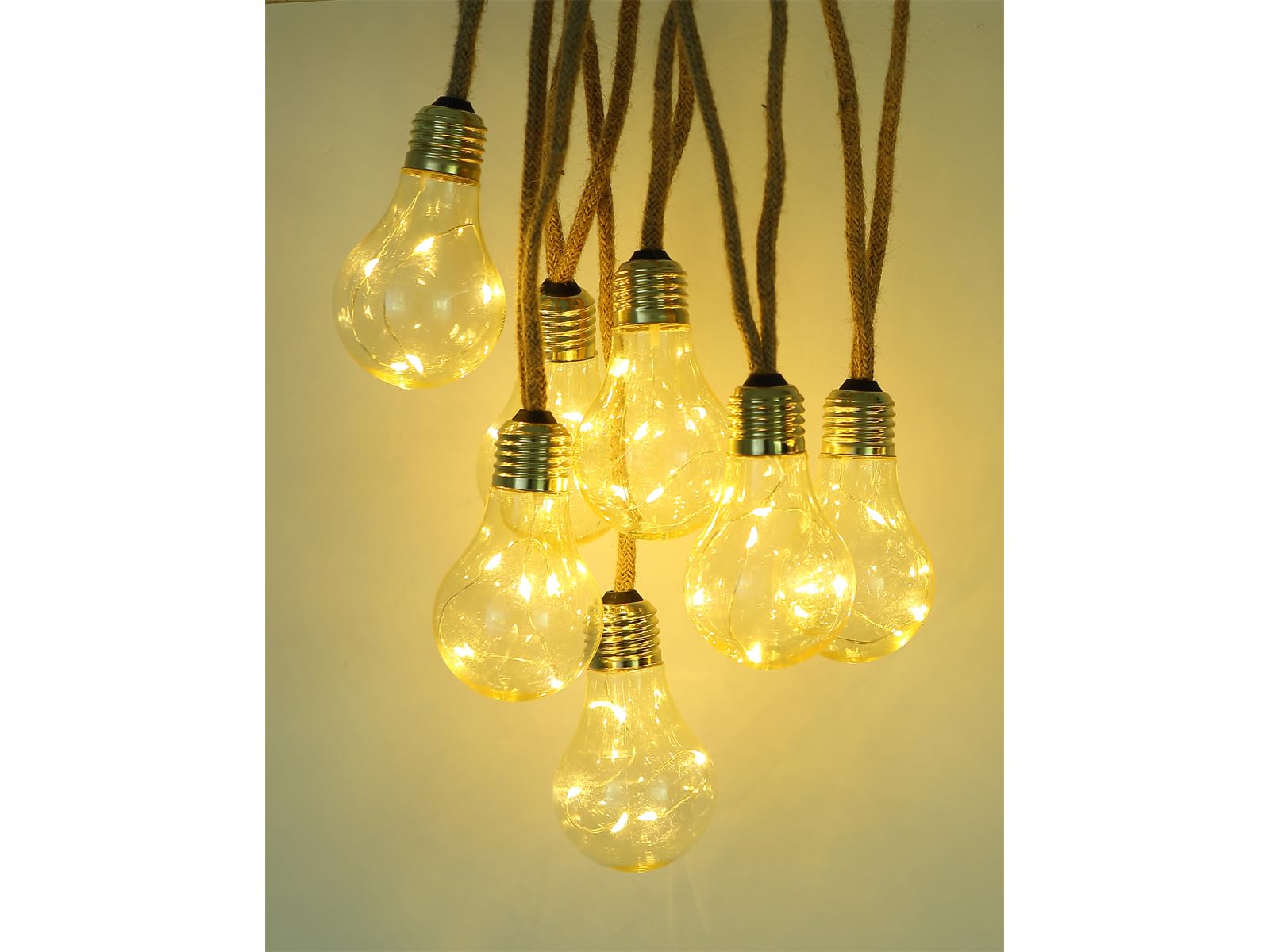 meineWunschleuchte 2er Set Solarbetriebene Outdoor Lichterkette mit 10 Glühbirnen, Länge 5,7 Meter
