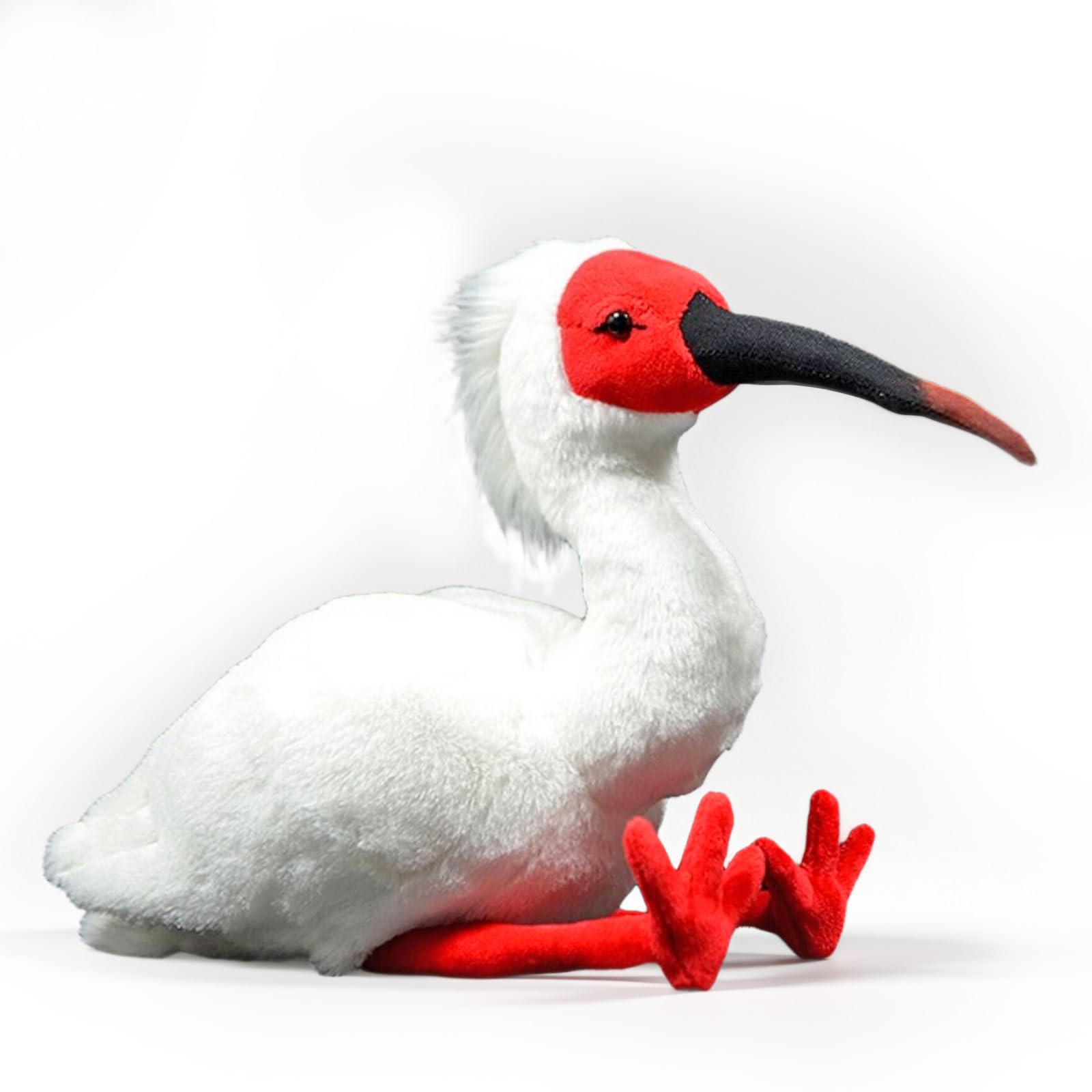 PuffPurrs Simulation Crested Ibis Plush Toy - Red Realistic Ibis Bird Simulation Plush Toys, Lifelike Crested Ibis Animals Platalea minor Stuffed Toys Birthday Gifts for Kids, 10.6 Inches — image 1