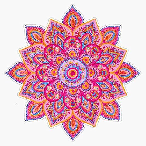 Evan Decals Hand Painted Mandala Sticker Vinyl Bumper Sticker Decal Waterproof 5 Inch, EVAN-YOGA-STICKERS-163 Cover