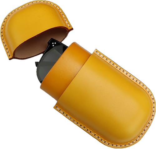 Miniatura 7 de Funda de cuero para gafas de sol vintage para hombres y mujeres miope, gafas de sol, viaje, caja de almacenamiento antiaplastamiento