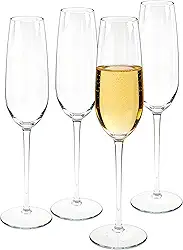 Luxuosas taças de champanhe de cristal, taças de champanhe de casamento, conjunto de 4, ideal para coquetéis e vinho