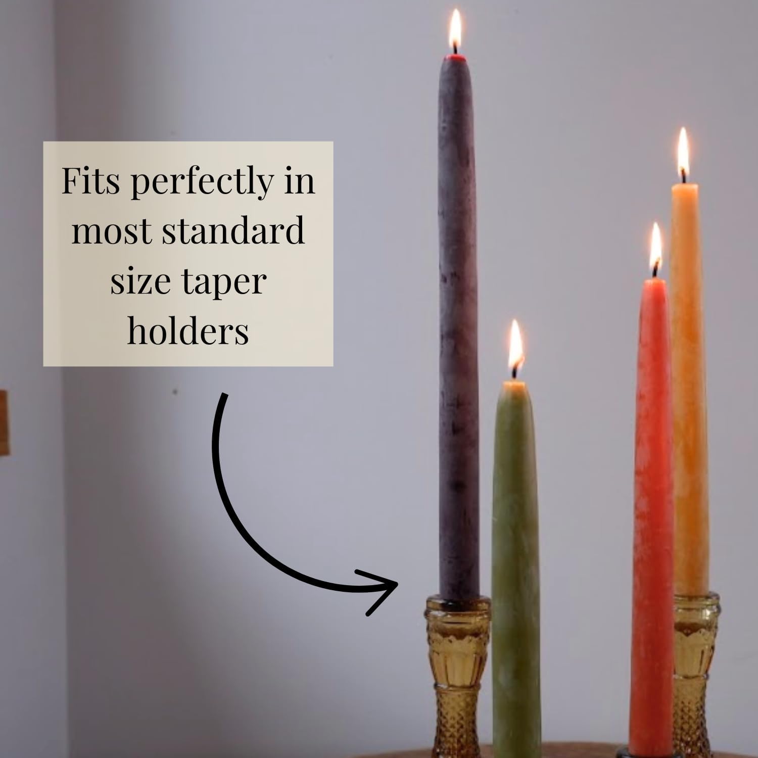 Candlestock Beeswax Taper Candles – Standard 7/8" Diameter, Pure 100% Natural USA Beeswax, Cotton Wick, Dripless, Long-Burning, Handmade in Woodstock, NY- 12 Inches - 2 Pairs (4 Candles) - Plum Purple