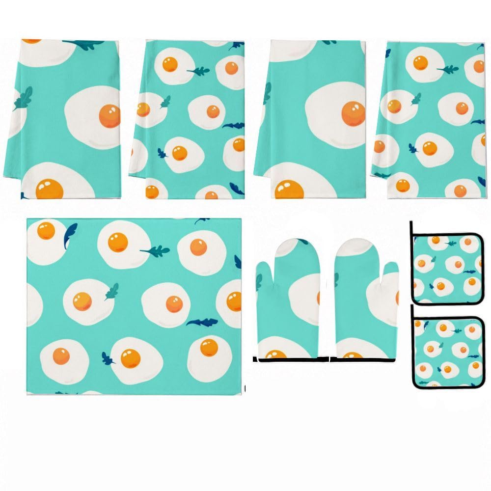 9PCS Soleggiato Uova Fritte Decorazione Cucina e Accessori Set