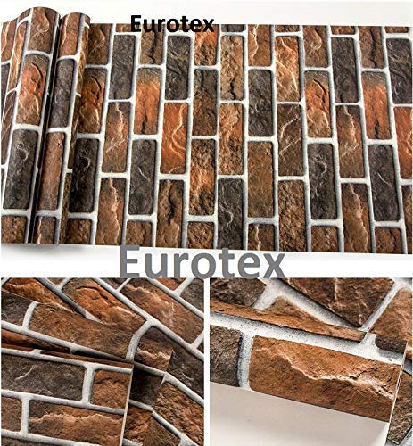 Image of Eurotex PVC Self-Adhesive 3D Brick Design Wallpaper, 57 sq. ft