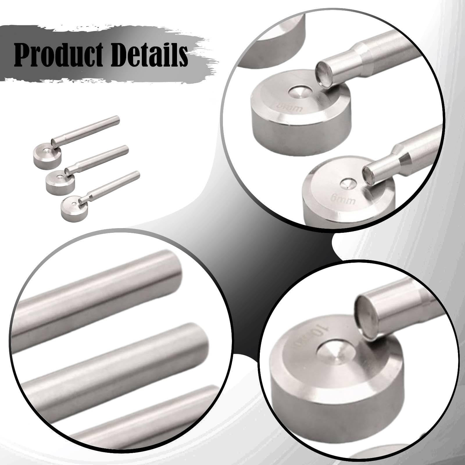 Kit de Herramientas para Colocar Remaches, Base para Remaches de Cuero, Perforadora de Agujeros, Cortadora de Remaches, Kit de Herramientas para, 6 Mm, 8 Mm Y 10 Mm