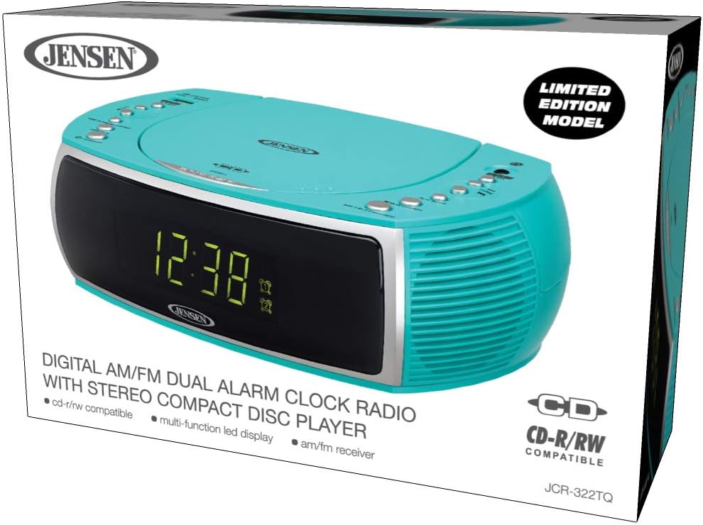 Flаѕh Dеаlѕ - 80% оƒƒ Jensen Turquoise Modern Home CD Tabletop Stereo Clock Digital AM/FM Radio CD Player Dual Alarm Clock Stereo CD Top-Loading Disc Player | USB Charging Port DV 5V 800mA | Headphone Jack | 0.9 Display Bеѕt Prоmо Jensen Turquoise Modern Home CD Tabletop Stereo Clock Digital AM/FM Radio CD Player Dual Alarm Clock Stereo CD Top-Loading Disc Player | USB Charging Port DV 5V 800mA | Headphone Jack | 0.9 Display