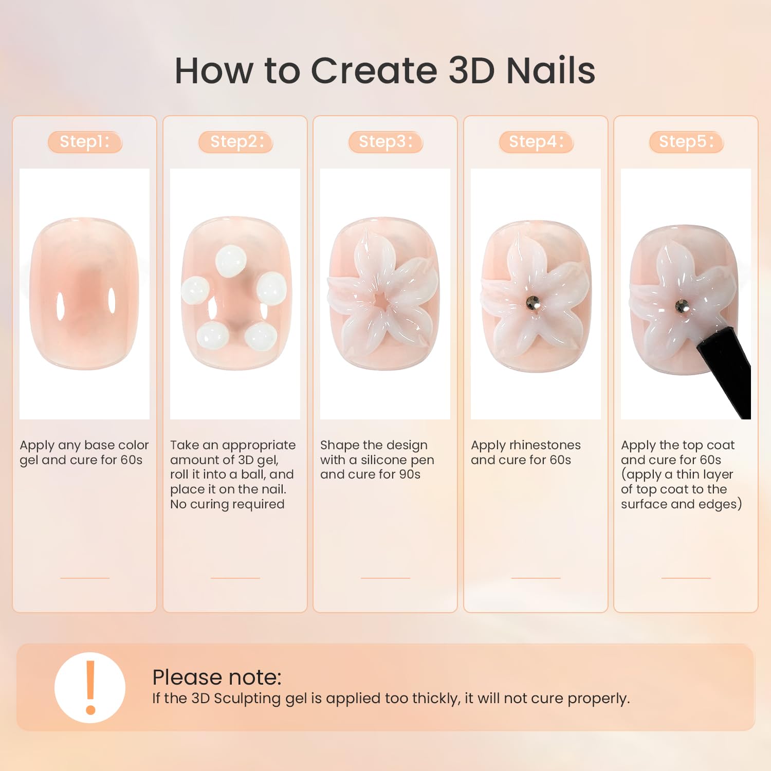 JODSONE White 3D Sculpting Gel for Nail Art, 15g Solid Nail Gel Non-Sticky Hard Builder Gel for Carving, Molding and Building