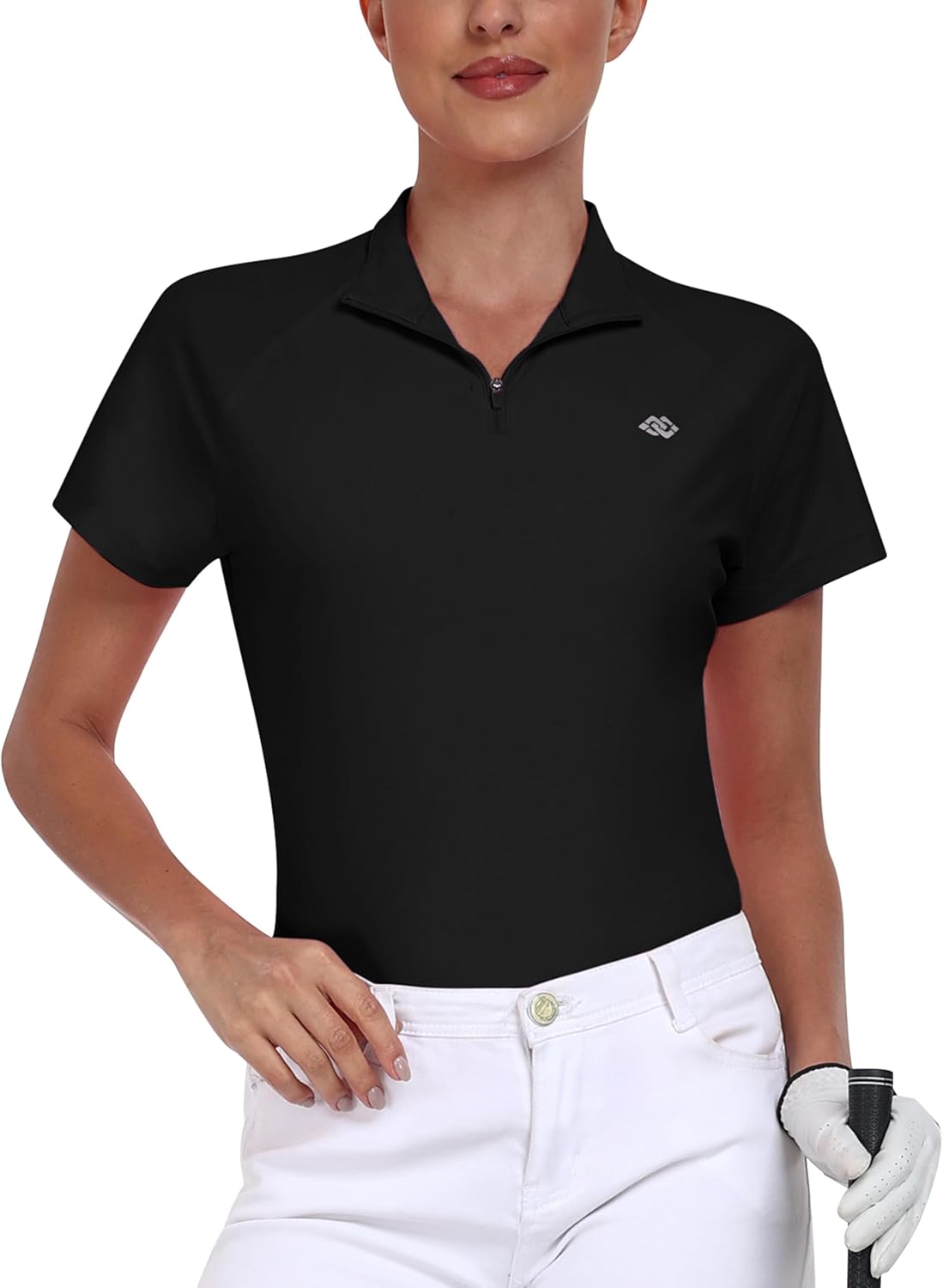 MoFiz Women's Golf Polo Shirt UPF 50+ Sun Protection Quick-Dry Short Sleeve T-Shirt 1/4 Zip Collared Athletic Tennis Tops - Image 2