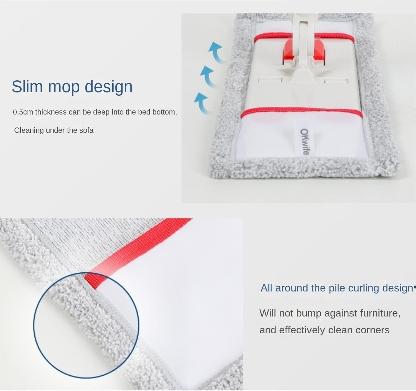 Mopa Mop Mopas Fregona Fregona Abatible para Suelos De Baldosas, Almohadillas Lavables, Fregona Profesional para Suelos De Madera, Limpieza En Seco Y Húmedo Trapeador de Limpieza(White)