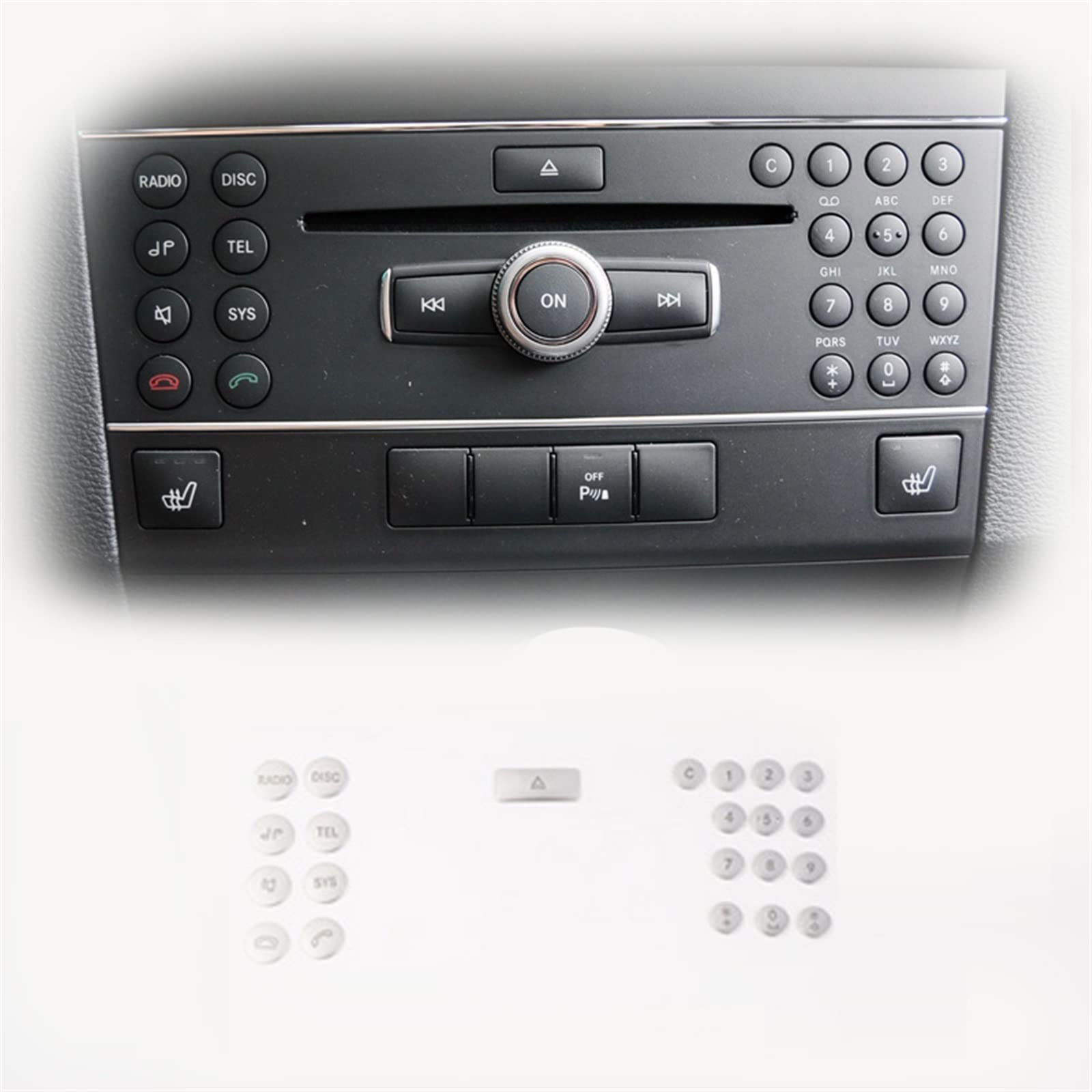 Center Console CD Air Conditioner Buttons Stickers Trim Car Interior Accessories for Benz C Class W204 GLK X204 2008-2015