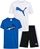 Conjunto de 3 piezas para niños PUMA: camiseta, tank top y shorts de gimnasio (tallas 4-16) 1