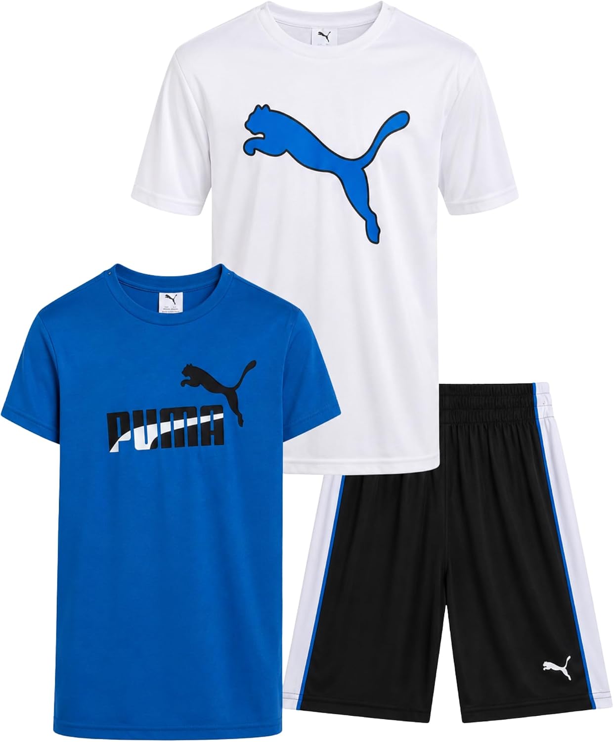 PUMA Boys 3 Piece Performance Tee Tank Top & Gym Shorts Set (Sizes 4-16)