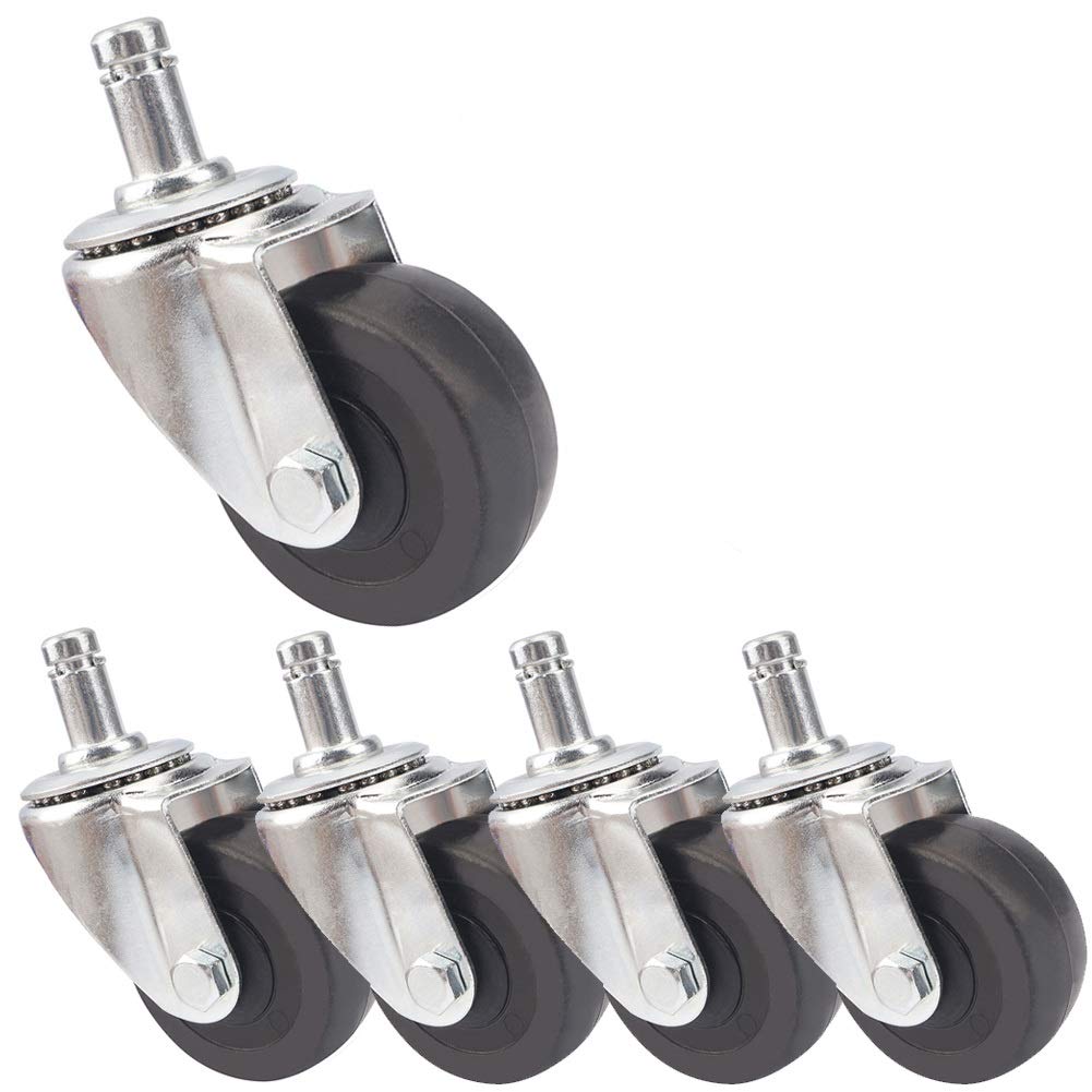 Kółka do krzesła biurowego/łóżeczka 50 mm 2-calowe wsporniki M11 Cicha guma Uniwersalne obrotowe 240 kg Wytrzymałe do wózków meblowych Łóżeczko dziecięce 5 szt.