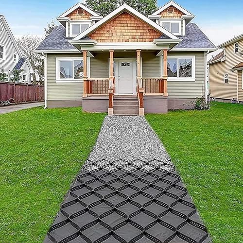 Anbomom Ground Grid for Gravel Pathway, HDPE Geocell Ground Grids, 3ft/ 5ft/ 10ft/ 15ft/ 20ft/25ft/ 30ft Long Ground Geo Grid Paver,for Pathway, Slope, Garden(1m x 8m (3.3X26ft))
