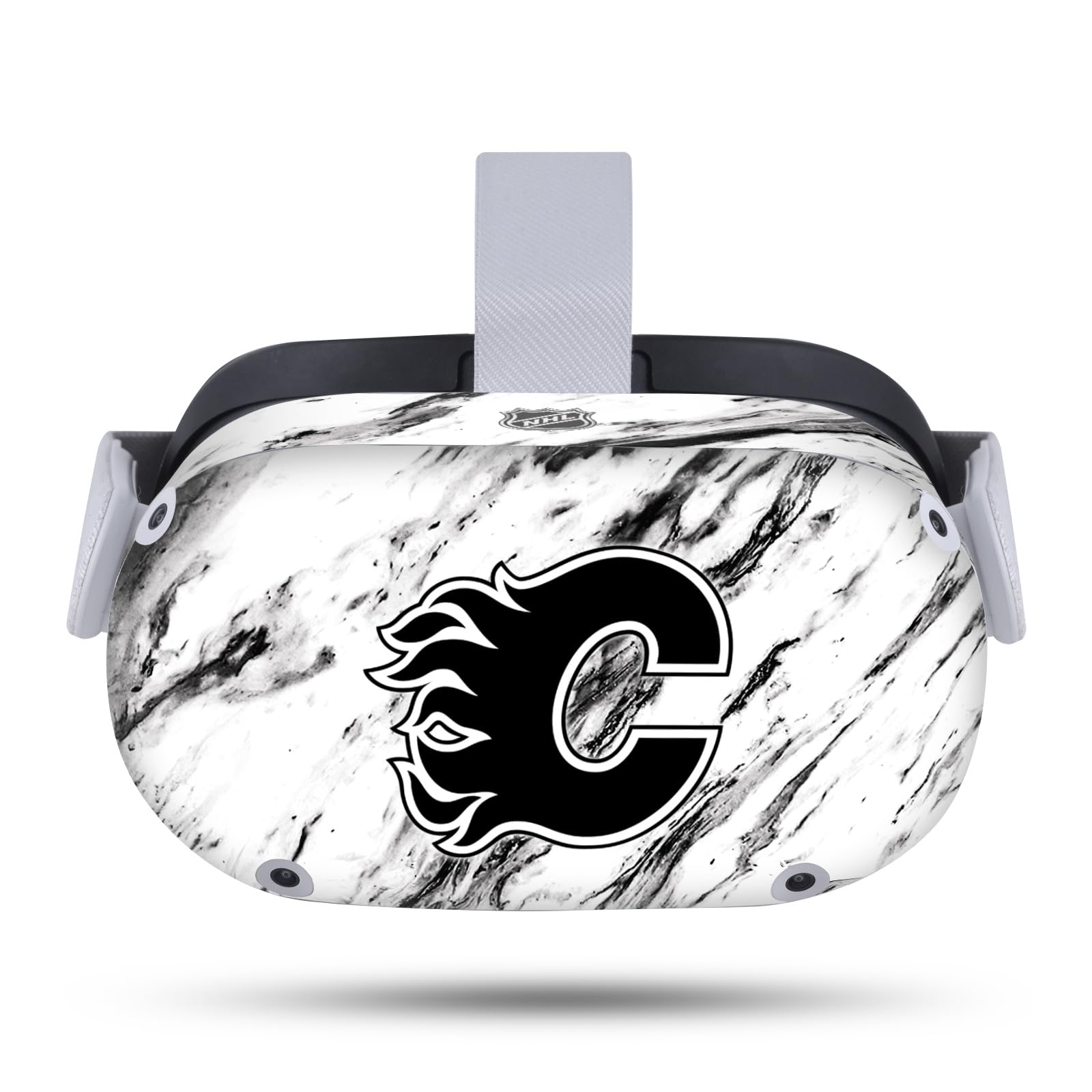 Head Case Designs Officially Licensed NHL Marble Calgary Flames Vinyl Sticker Skin Decal Cover Compatible with Meta Quest 2