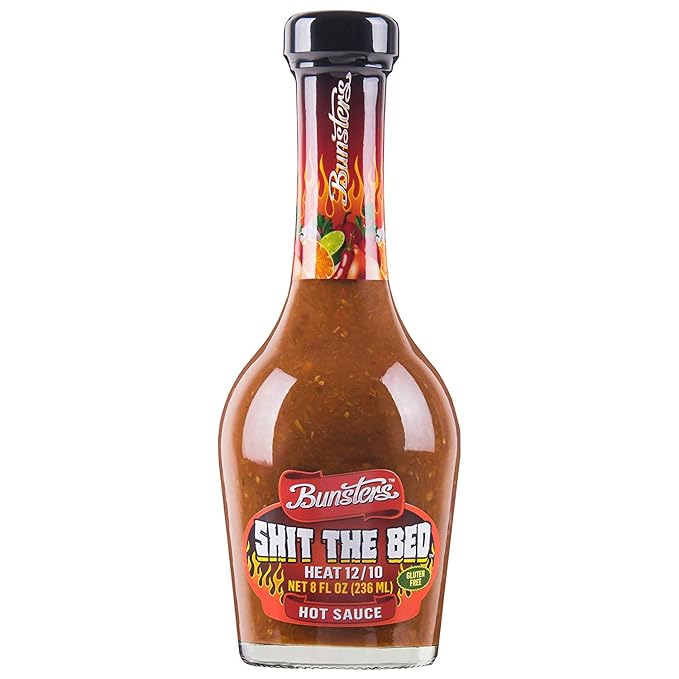 Bunsters Shit The Bed 12/10 Heat Hot Sauce - Chili Pepper Sauce - Plant  Based, GMO and Gluten Free