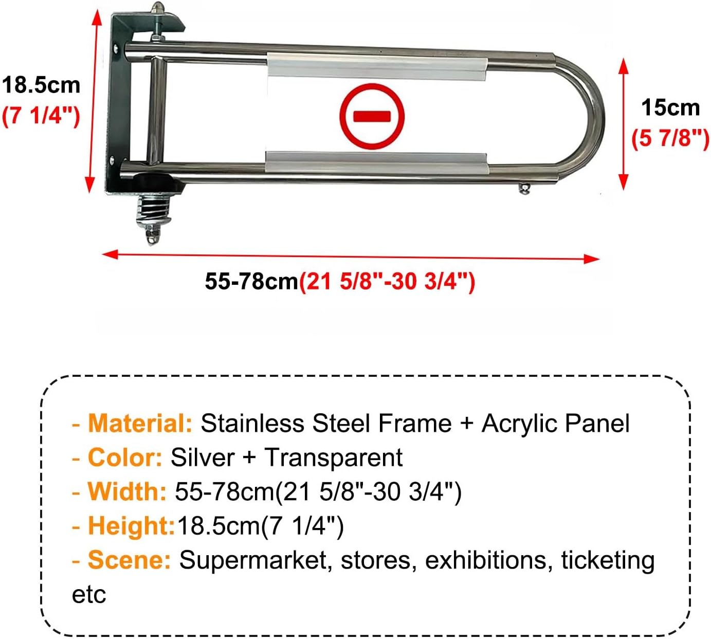 Retractable Safety Gate for Supermarkets & Malls, 4 Pcs Swing Barrier, Import Export Guard, Clear & Silver, Entrance Protection, Child & Pet Safety, Heavy-Duty Design