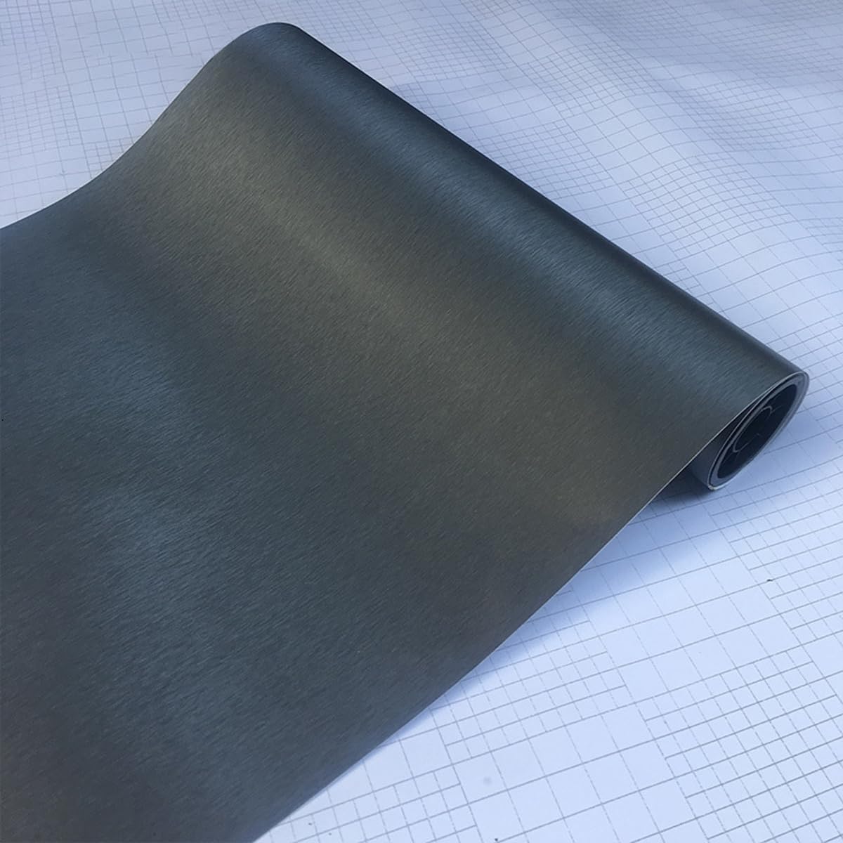 Autocollant Auto-adhésif sans Bulles, Film Vinyle Brossé 50 x 200 cm pour Décoration Intérieure et Extérieure, Gris Foncé