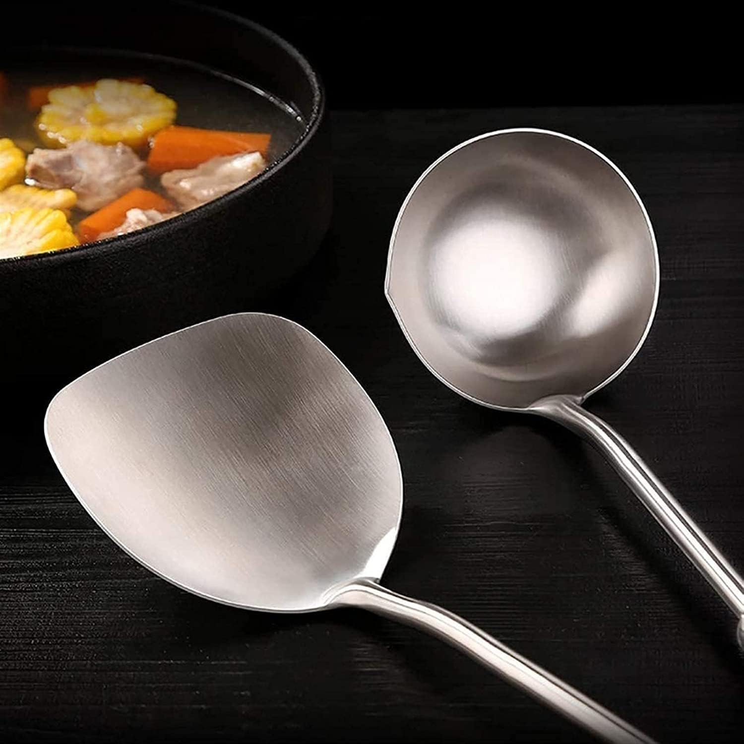 Stainless-Steel Kitchen Utensil Set - 304 Stainless Steel kitchenware Set a Full Set of Household Kitchen Cooking Shovel, Soup Spoon, Colander, Cooking Spoon