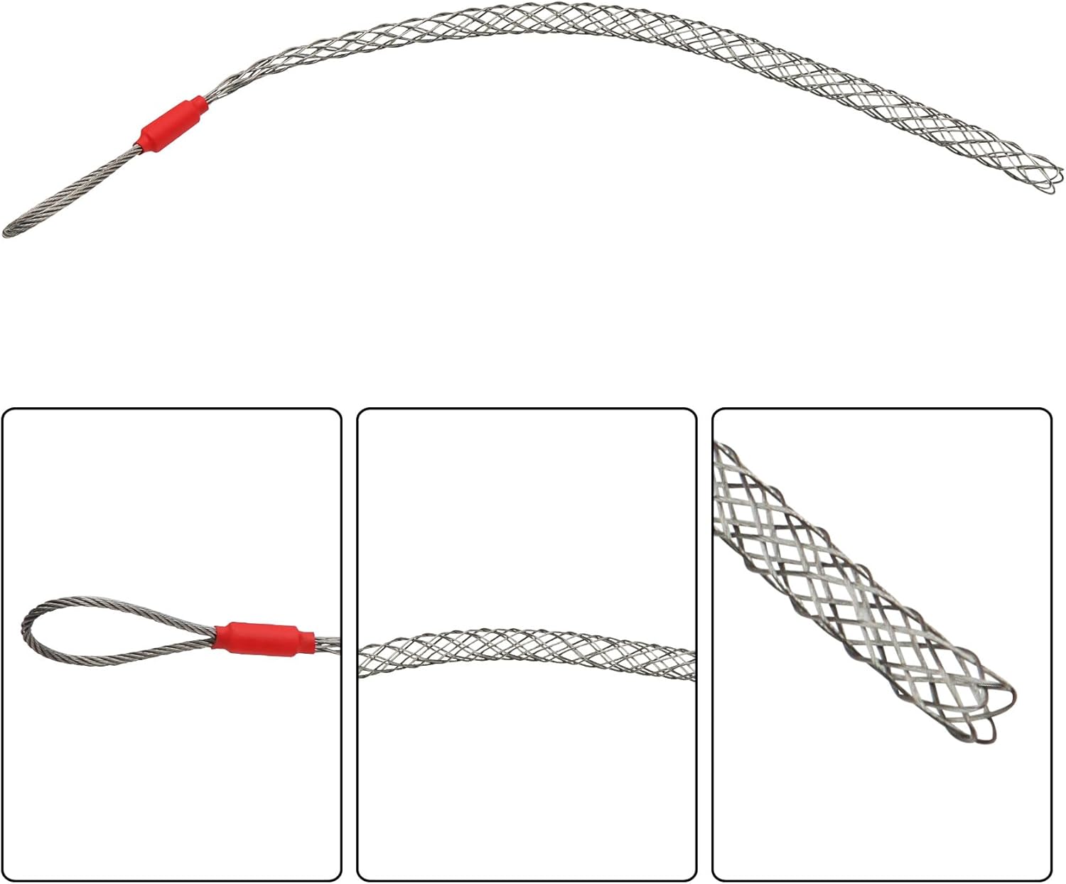 1 Pack Cable Pulling Grip, Electrical Wire Puller Socks, Stainless Steel Mesh Sleeve Lassos Strand for 9-12mm OD Cord, Flexible Cables and Wires
