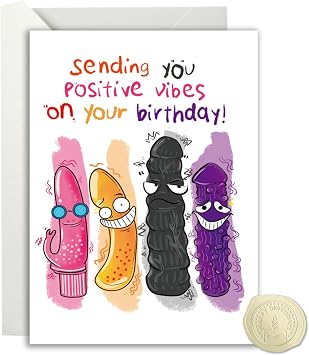 Funny Birthday Card For Women, Funny Rude Birthday Card, Dirty Birthday Card for Women, Rude Birthday Card for Women, Happy 50th 60th 70th Birthday Card for Women Sending You Positive Vibes