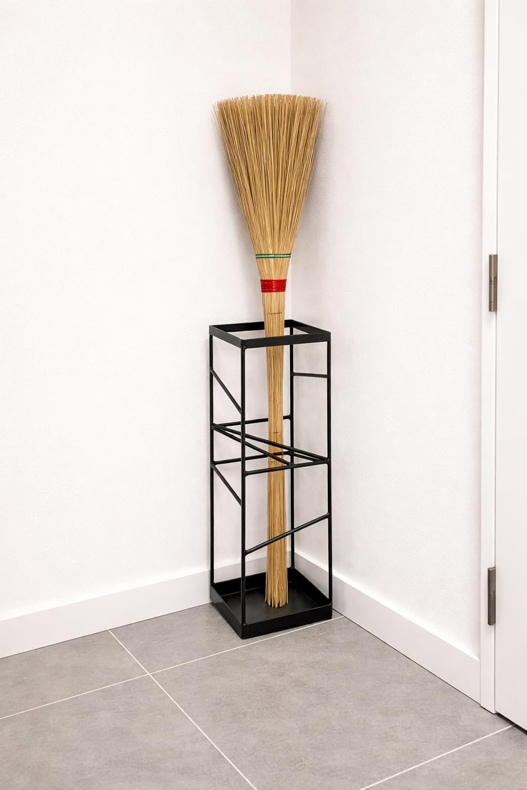 OGFC 52118 Metal Compact space saving jhadu stand / mop stand for Indian home / office and commercial spaces / Modern stylish broom holder - Black-image-39