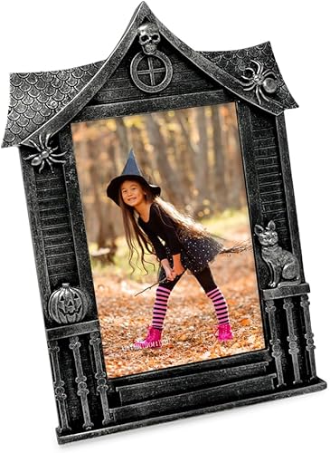 Isaac Jacobs - Marco de fotos en forma de casa encantada de 4 x 6 pulgadas, para mesa de fotos y pared, exhibición colgante y decoración del hogar