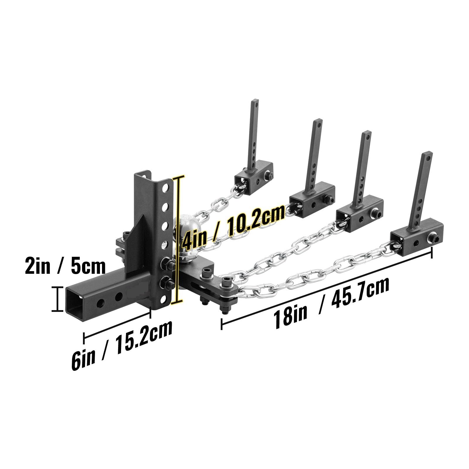 1000 libbre distribuzione del peso Equalizer Bar Trailer 4 gancio di traino capacità della linguetta livellamento carico con controllo dell'oscillazione,Elevata Stabilità(1000lbs 4in)