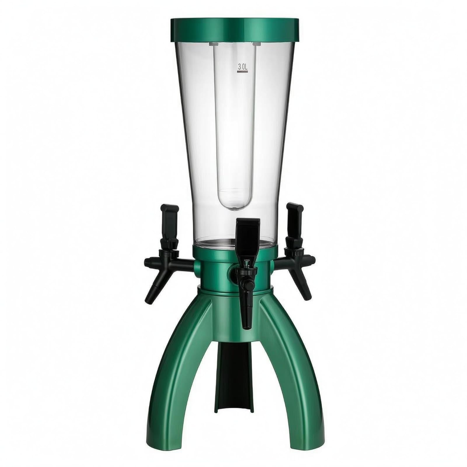 Cylindrical Three-Tap Beer Dispenser Transparent Three-Legged Keg-Style Dispenser Tall Beer Pourer Narrow, Dark Green-image-28