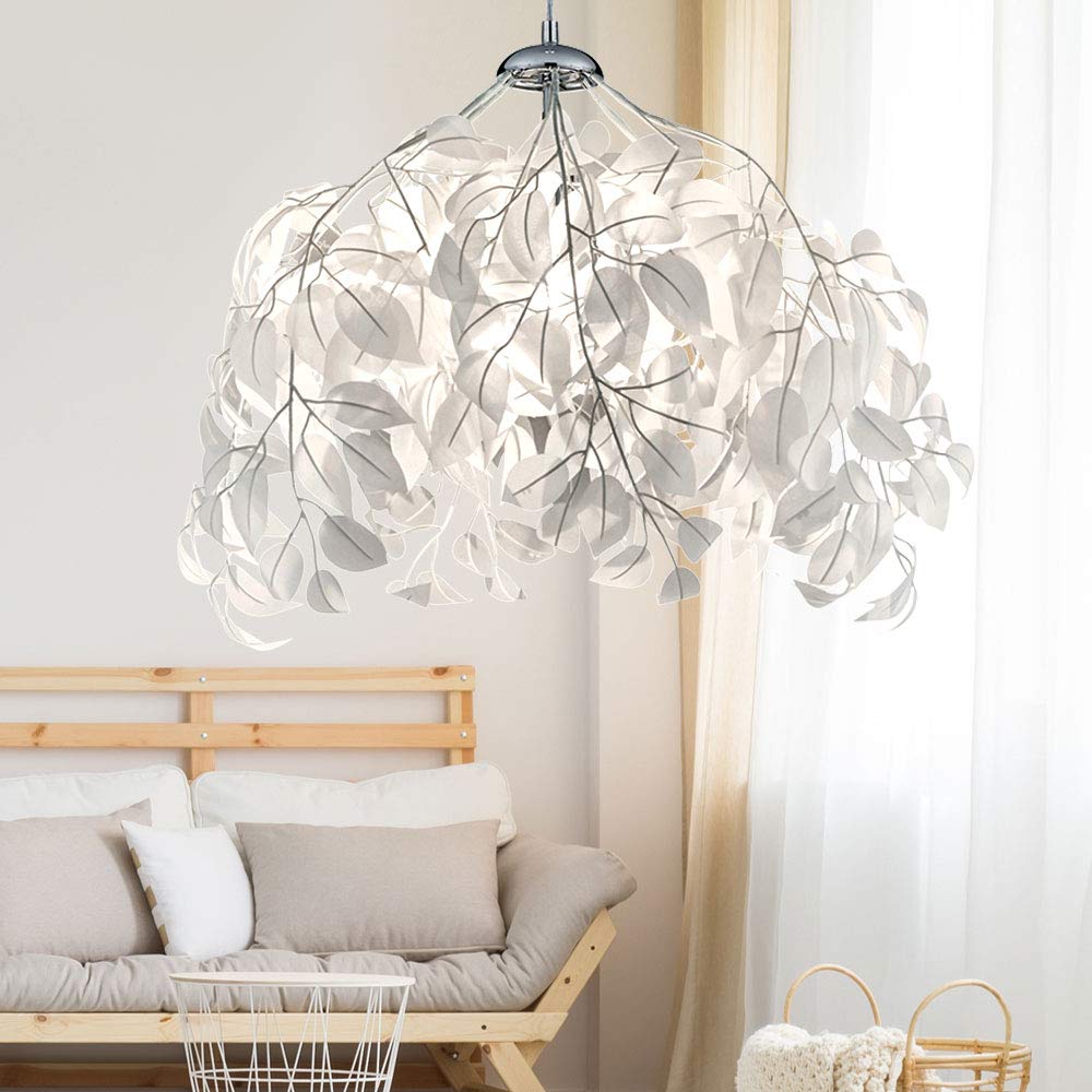 Reality R10461901 Leavy Lampada a Sospensione, 38x38x150 cm, Bianco