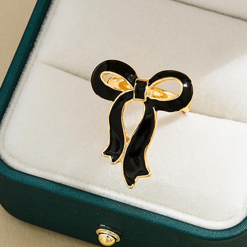 GIGB PBDK 14K Gold Enamel Ribbon Bow Ring for Women Trendy Red Dripping Oil Bowknot Knuckle Statement Ring Classic Unique Bow Finger Ring Valentine's Day Gift - Image 4