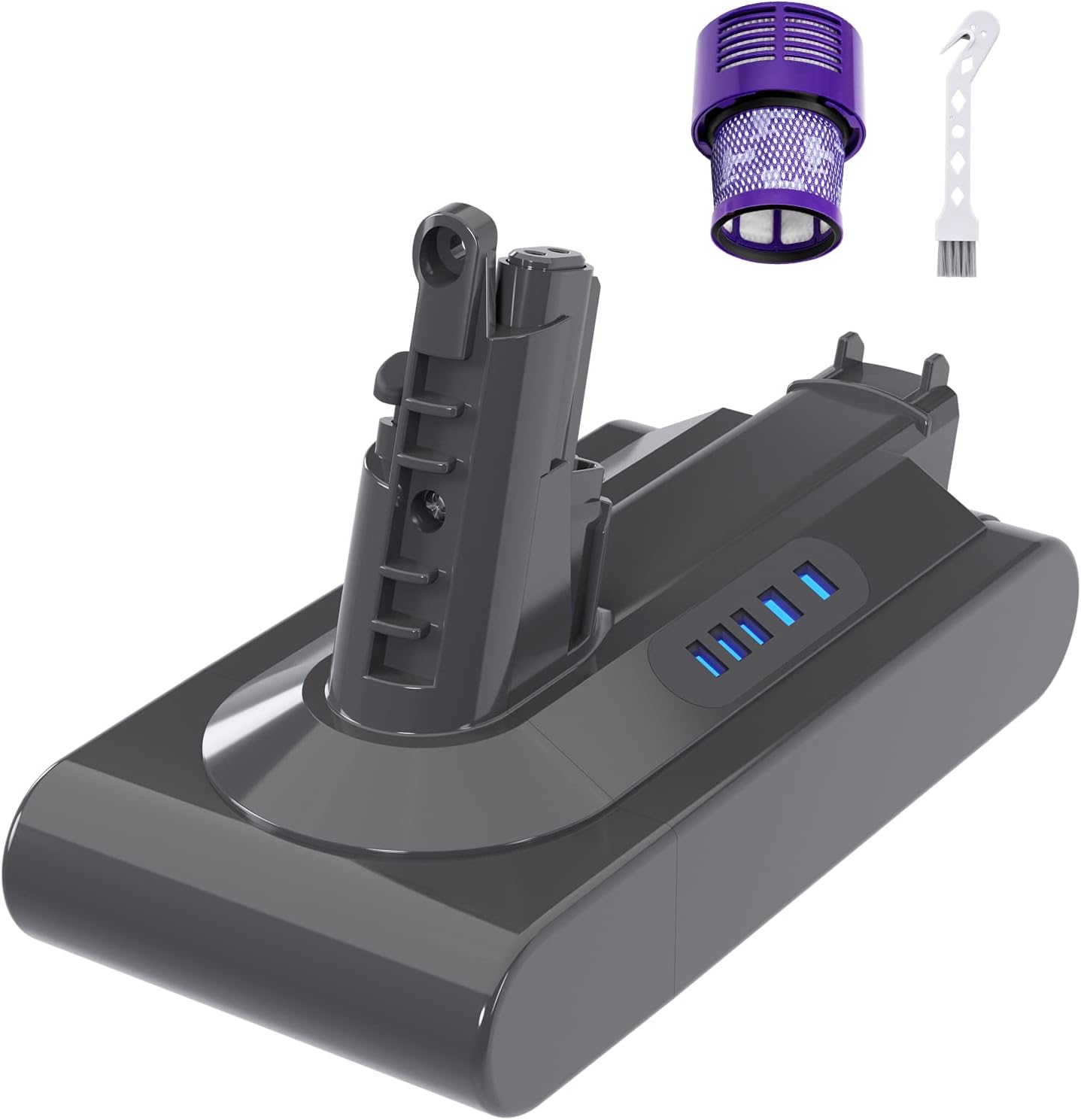 Upgraded 6000mAh Replacement for Dyson V10 Battery, Compatible with Dyson Cyclone V10 Battery, Animal, Absolute, Fluffy, SV12 (NOT V12), 25.2V Lithium ion Stick Vacuum Cleaners - with Filter and Brush