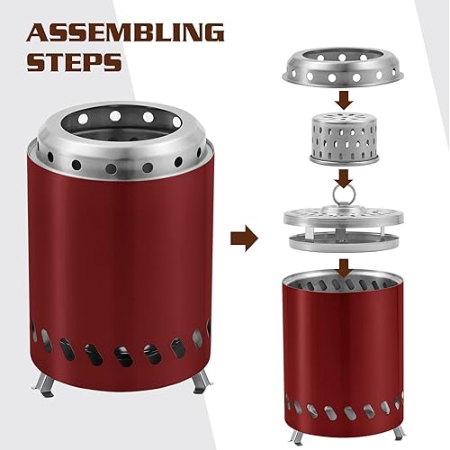 Miniatura 3 de BRIAN & DANY Fogata de mesa con soporte, estufa individual para exteriores, mini fuego de bajo humo para exteriores, alimentado por pellets o