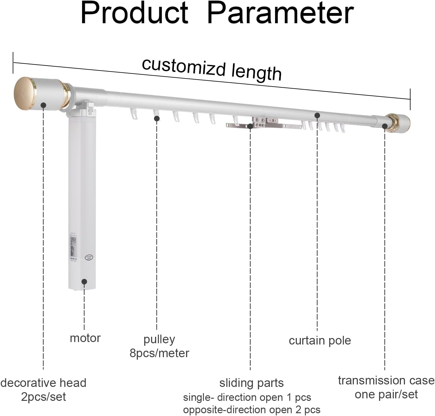 ZSHINE Electric Single Rod Customized Length(39-178 inches) Smart TUYA or Remote Control Motorized Poles for Living Room Bedroom Room Divider (XH Gold) 4 61ZcfKplYCL. AC SL1500