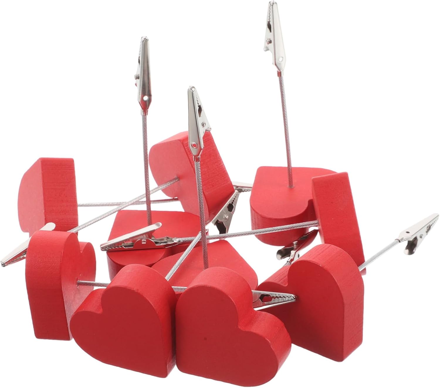 YARNOW 10pcs Valentine's Day Photo Clip Holders Wood Base Memo Card Holders for Photos Business Cards and Notes Charming Home Decor for Romantic Settings