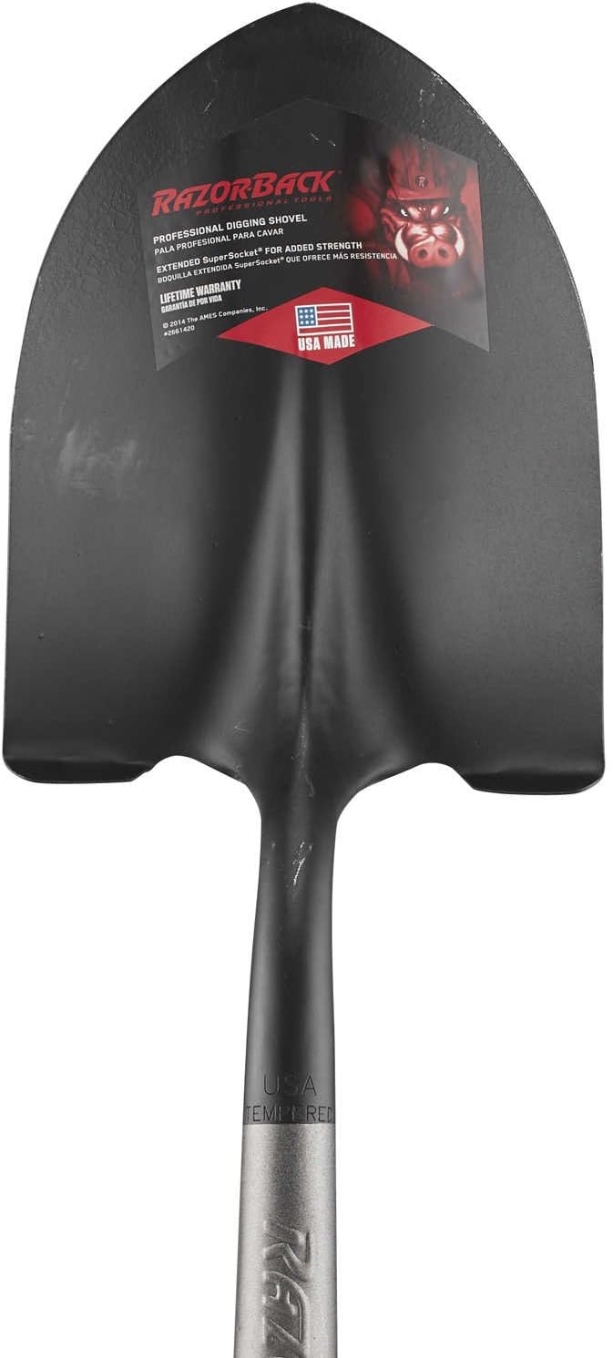 Razor-Back 45530 Round Point Digging Shovel with Supersocket - 48" Long Handle