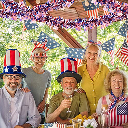 6 Pcs 39.4 Ft 4Th Of July Tinsel Garland Patriotic American Flag Tinsel Garland Metallic Tinsel For Independence Memorial Day Party Decorations #TOP4