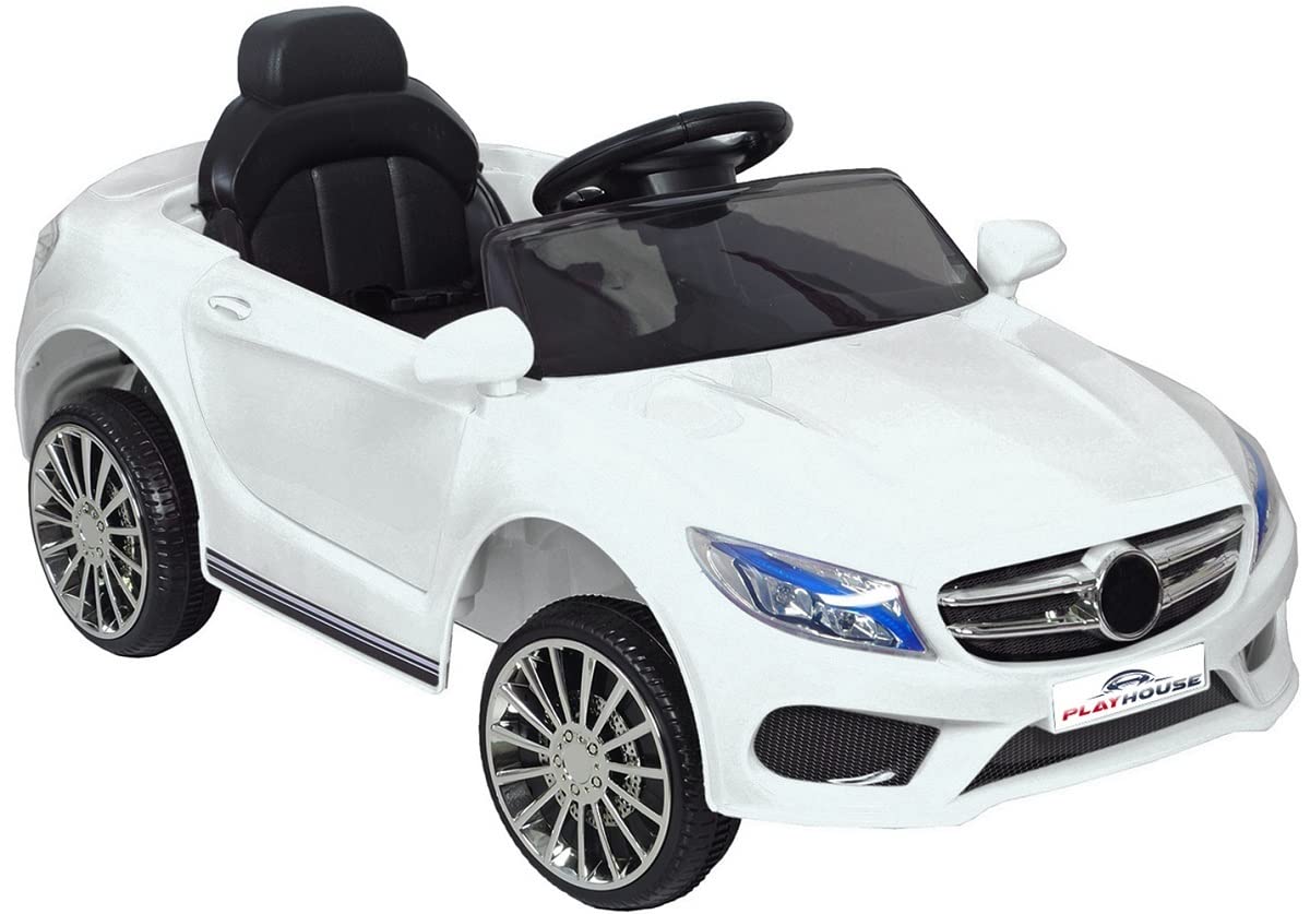 Playhouse Kinder Elektroauto Cabrio GT, für Kinder mit USB LED, Kinderauto Kinderfahrzeug (Weiß)
