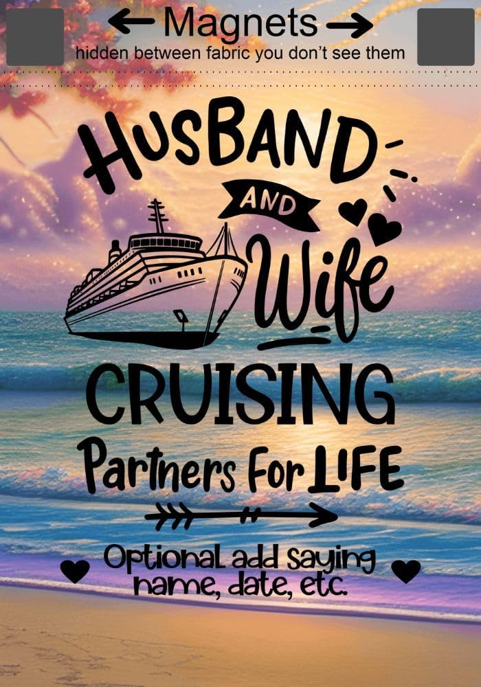 Personalized magnetic cruise ship door decoration, large cruise ship door banner, Husband and Wife cruising partners for life, custom decor for cruise, cruise ship flag (Personalized)