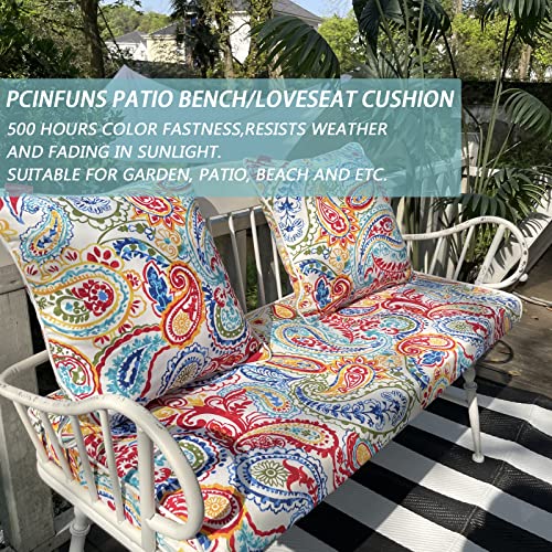 Pcinfuns Bench Cushion For Outdoor Furniture,Ultra Durable Patio Furniture Chair Pads,Swing Cushions With Ties,Sofa Garden Replacement Loveseat Cushion,Paisley Multi,45" X 18" #TOP4