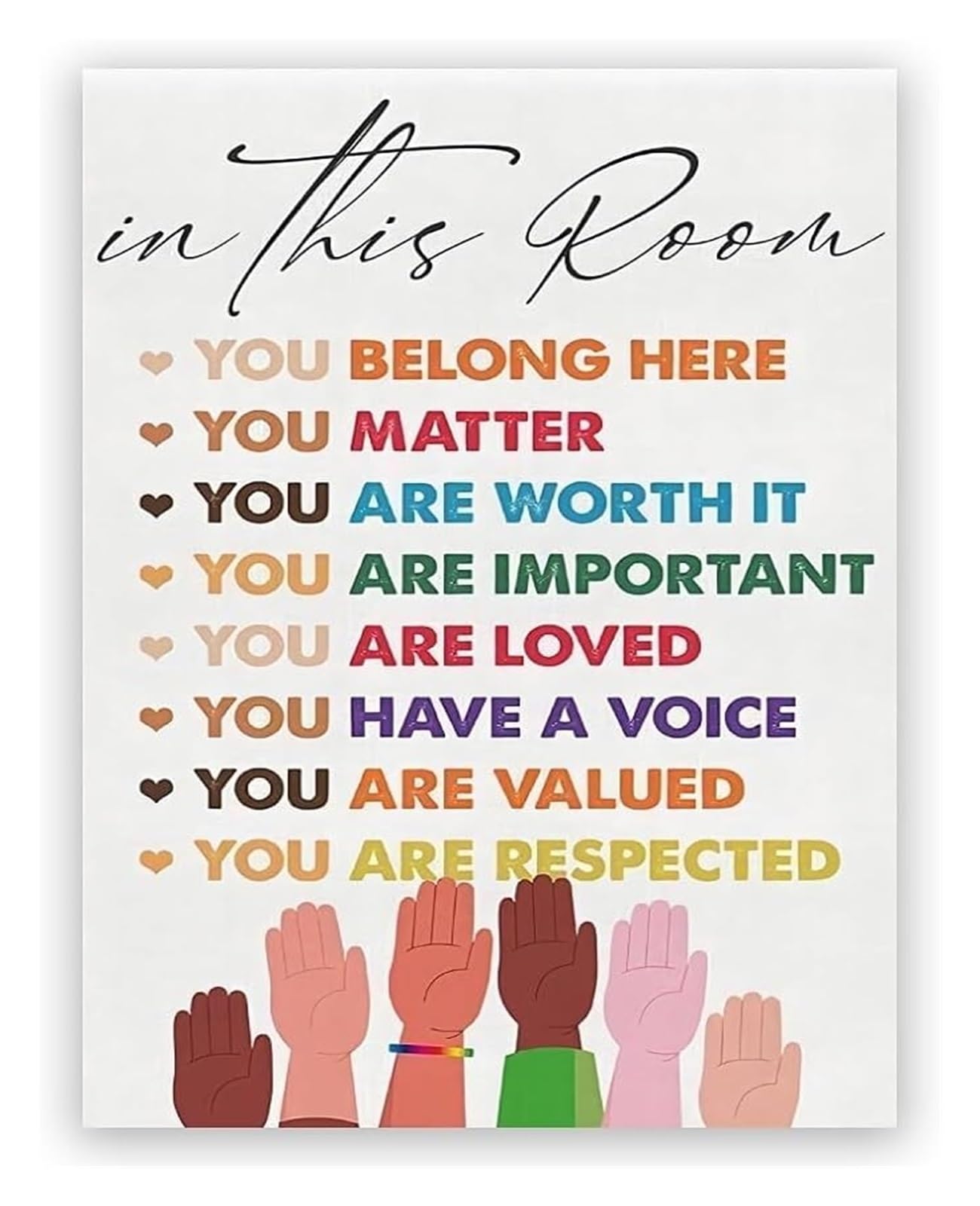 FOPURE Unity Wall-Art - Celebrating Diversity with Inspirational Watercolor Quote for Office and Home(Framed,08x12inch(20x30cm))