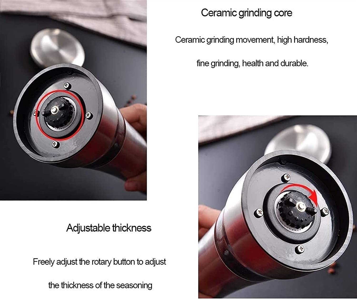 Edelstahl Salz- und Pfeffermühle Set -Einstellbare Keramik Seesalz Grinder & Pfeffermühle-hohe Glas Salz- und Pfefferstreuer
